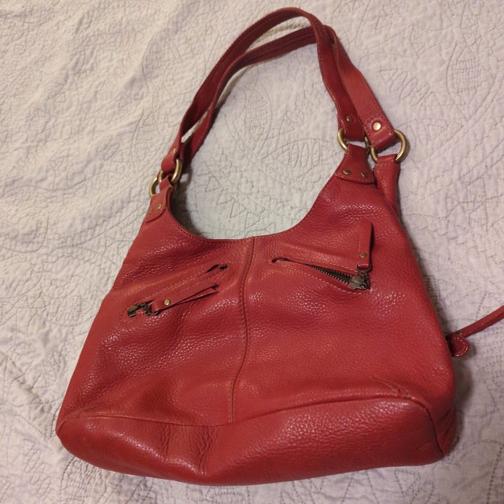 Red leather purse